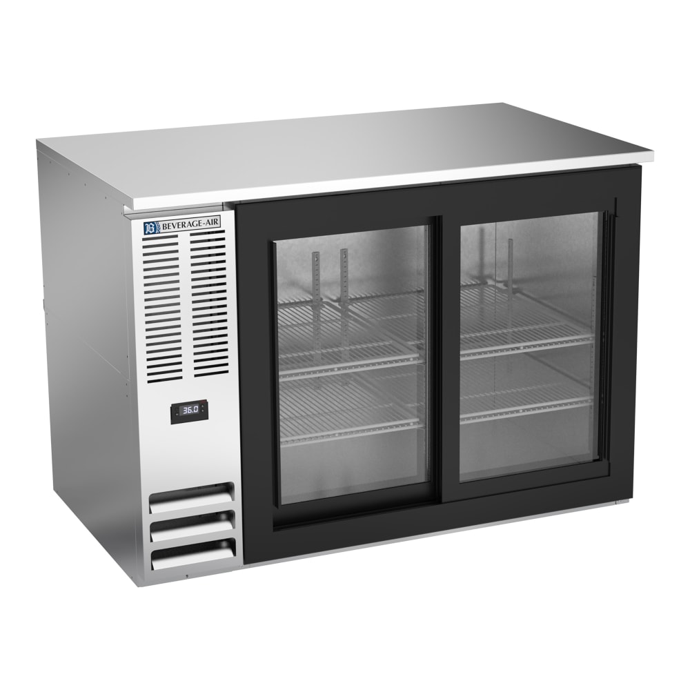 118-BB48HCGSSALT 48" Bar Refrigerator - 2 Sliding Glass Doors, Stainless, 115v