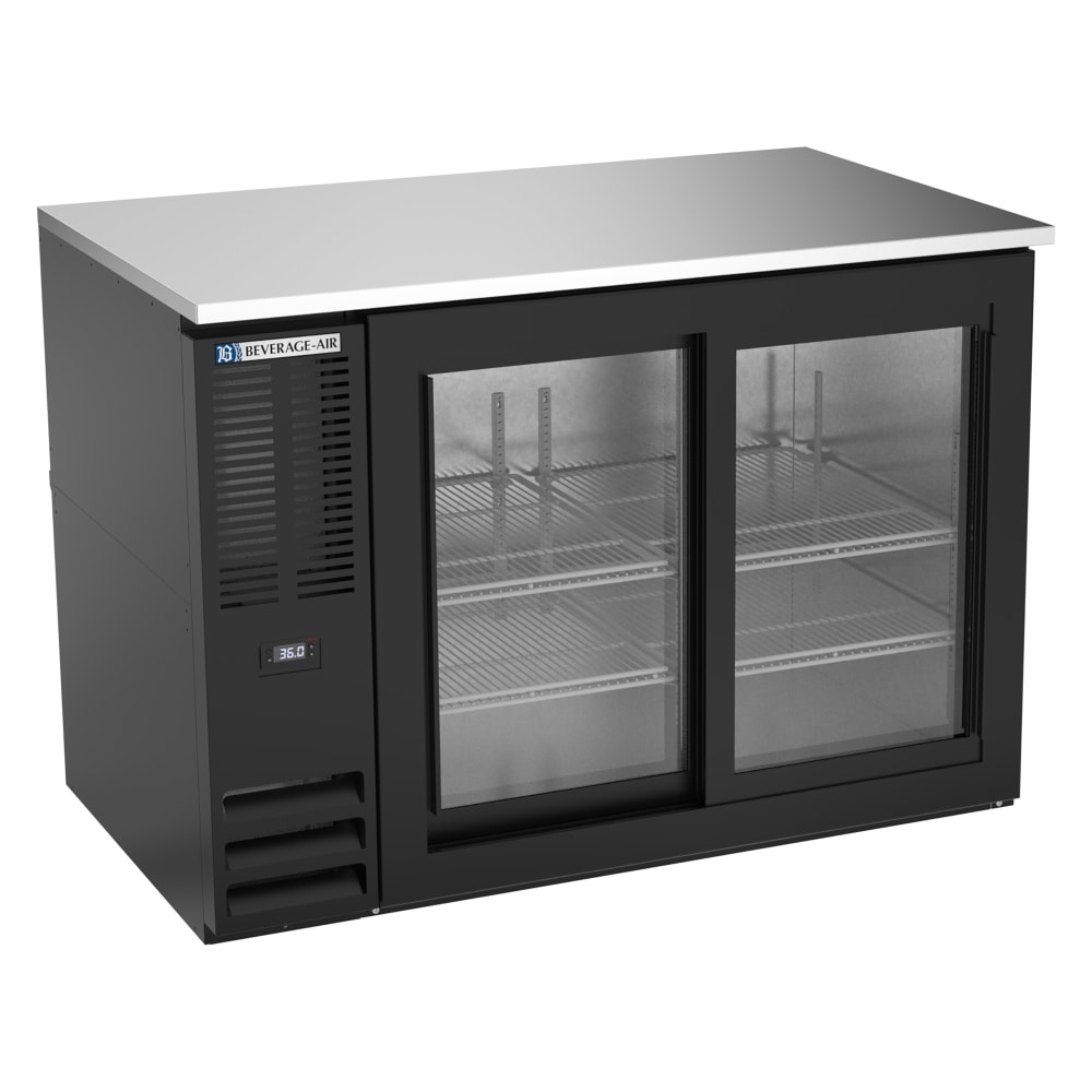 118-BB48HCGSBALT 48" Bar Refrigerator - 2 Sliding Glass Doors, Black, 115v