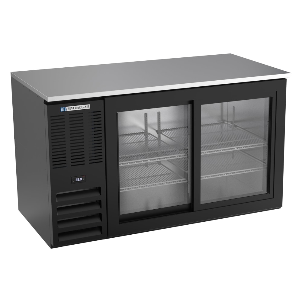 118-BB58HCGSBALT 58" Bar Refrigerator - 2 Sliding Glass Doors, Black, 115v