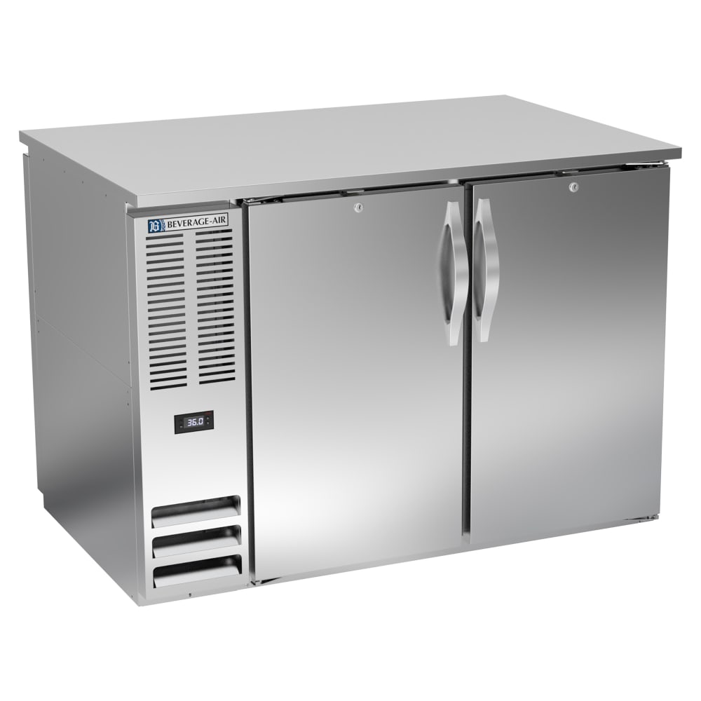 118-BB48HCFPTSALT 48" Pass Thru Bar Refrigerator - 4 Swinging Solid Doors, Stainless, 115v
