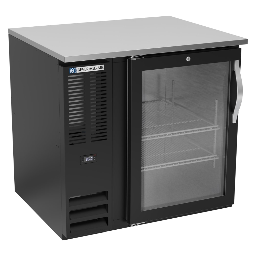 118-BB36HCGBALT 36" Bar Refrigerator - 1 Swinging Glass Door, Black, 115v