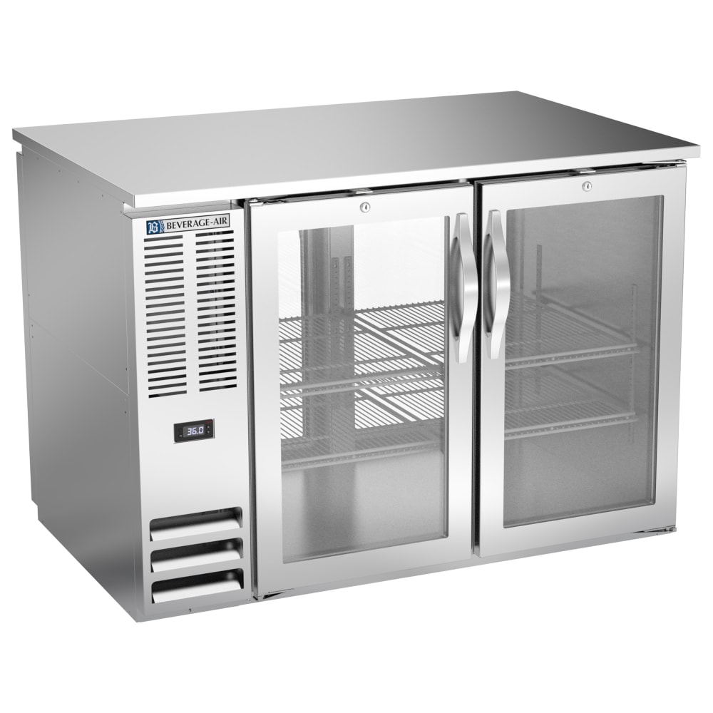 118-BB48HC1FGPTS 48" Bar Refrigerator - 4 Swinging Glass Doors, Stainless, 115v