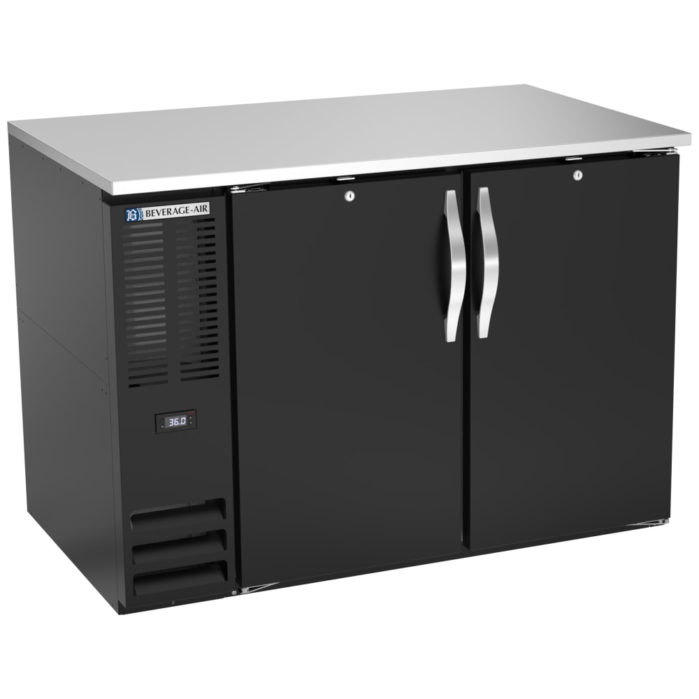 118-BB48HC1FB 48" Bar Refrigerator - 2 Swinging Solid Doors, Black, 115v