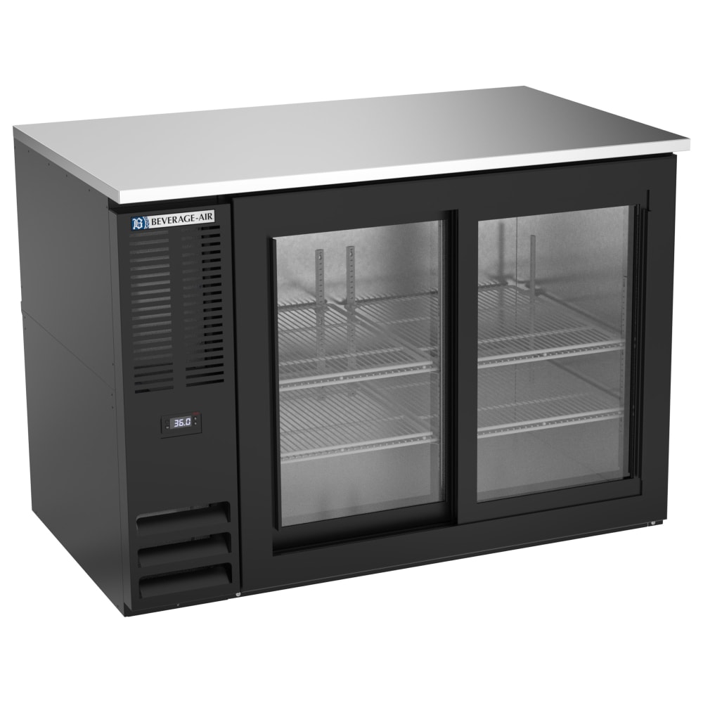 118-BB48HC1GSB 48" Bar Refrigerator - 2 Sliding Glass Doors, Black, 115v