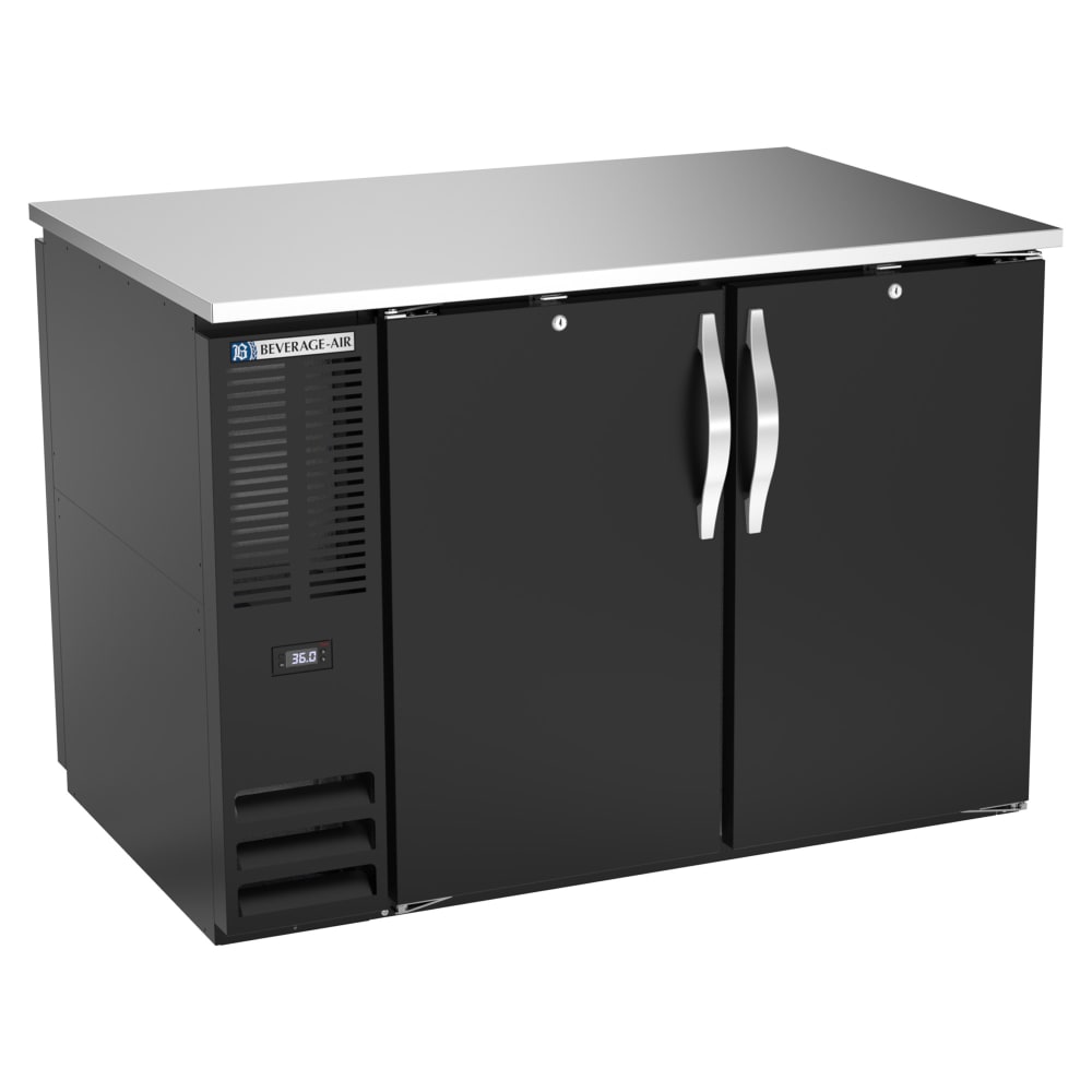 118-BB48HC1FPTB 48" Bar Refrigerator - 4 Swinging Solid Doors, Black, 115v
