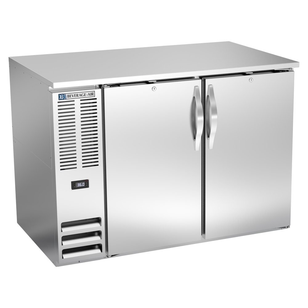 118-BB48HCSALT 48" Bar Refrigerator - 2 Swinging Solid Doors, Stainless, 115v