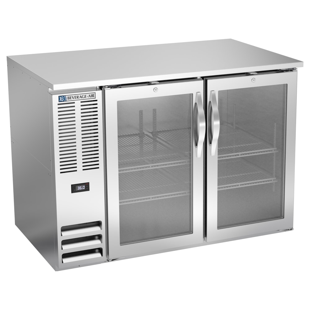 118-BB48HCFGSALT 48" Bar Refrigerator - 2 Swinging Glass Doors, Stainless, 115v