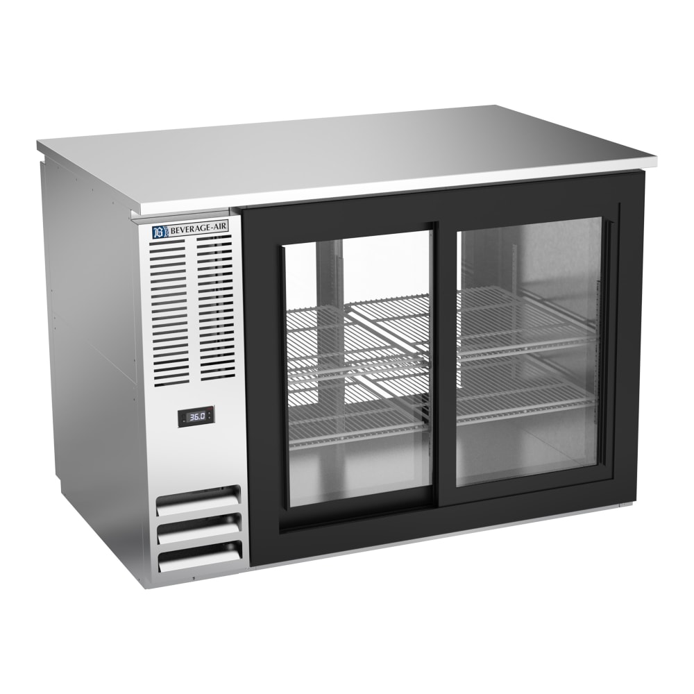 118-BB48HCGSPTSALT 48" Pass Thru Bar Refrigerator - 4 Sliding Glass Doors, Stainless, 115v