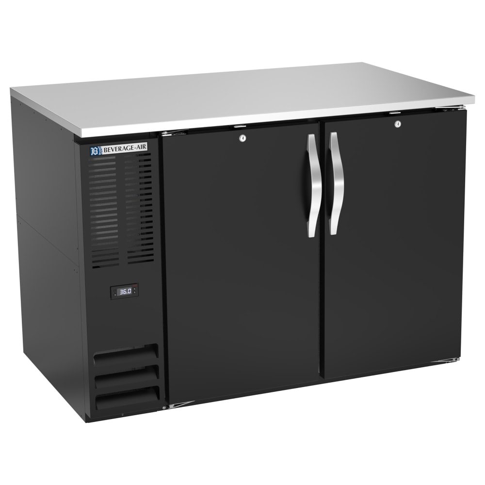 118-BB48HCBALT 48" Bar Refrigerator - 2 Swinging Solid Doors, Black, 115v