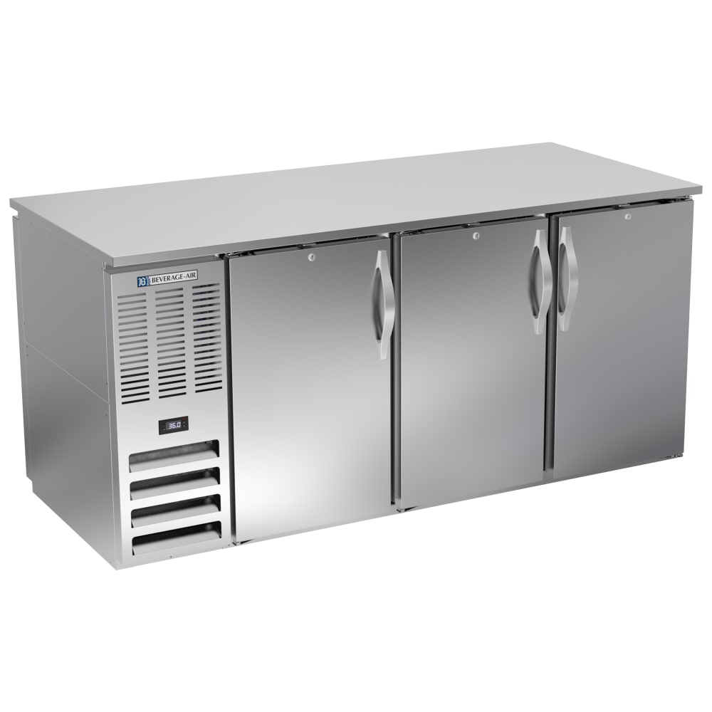 118-BB72HC1FPTS 72" Bar Refrigerator - 6 Swinging Solid Doors, Stainless, 115v