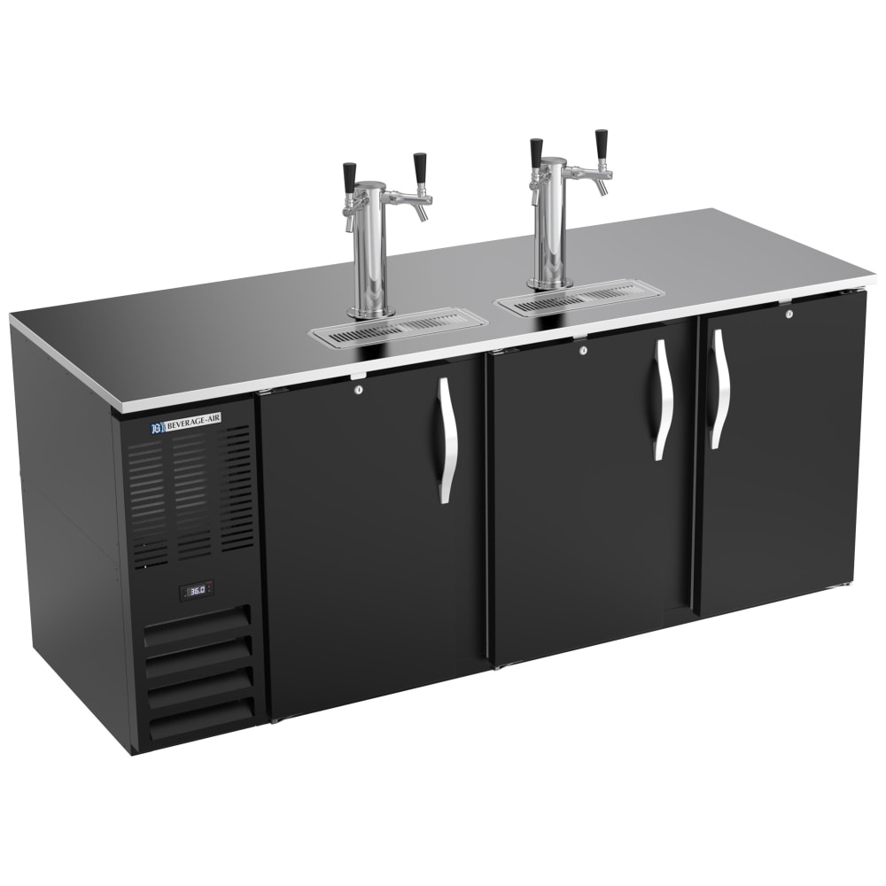 118-DD78HCBALT 78" Kegerator Beer Dispenser w/ (4) 1/2 Keg Capacity - (2) Columns, Black, 11...
