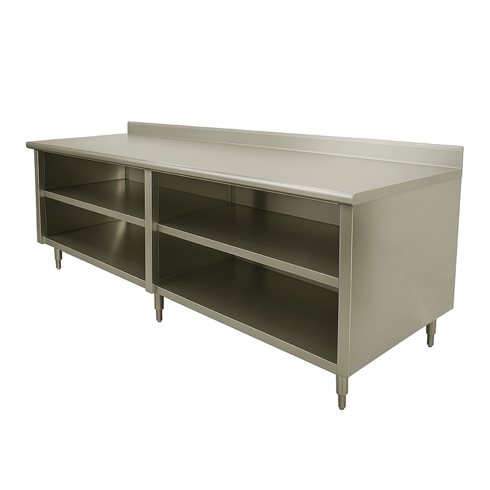 009-EFSS369M 108" Dish Cabinet w/ Open Base & Midshelf, 1 1/2" Backsplash, 36"...