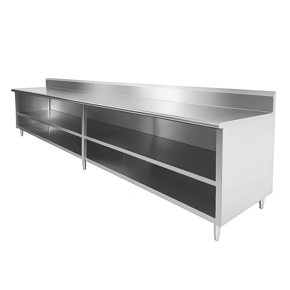 009-EKSS3012M 144" Dish Cabinet w/ Open Base & Midshelf, 5" Backsplash, 30"D