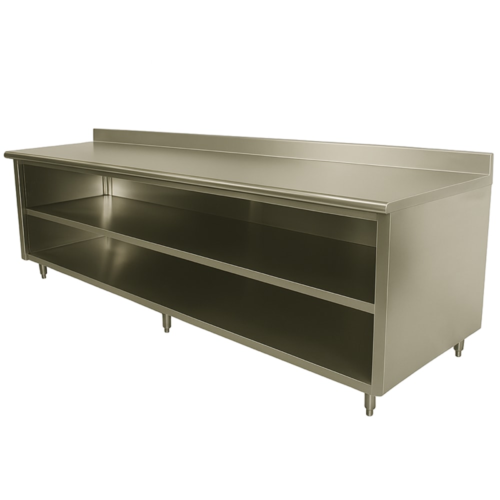 009-EKSS369M 108" Dish Cabinet w/ Open Base & Midshelf, 5" Backsplash, 36"D