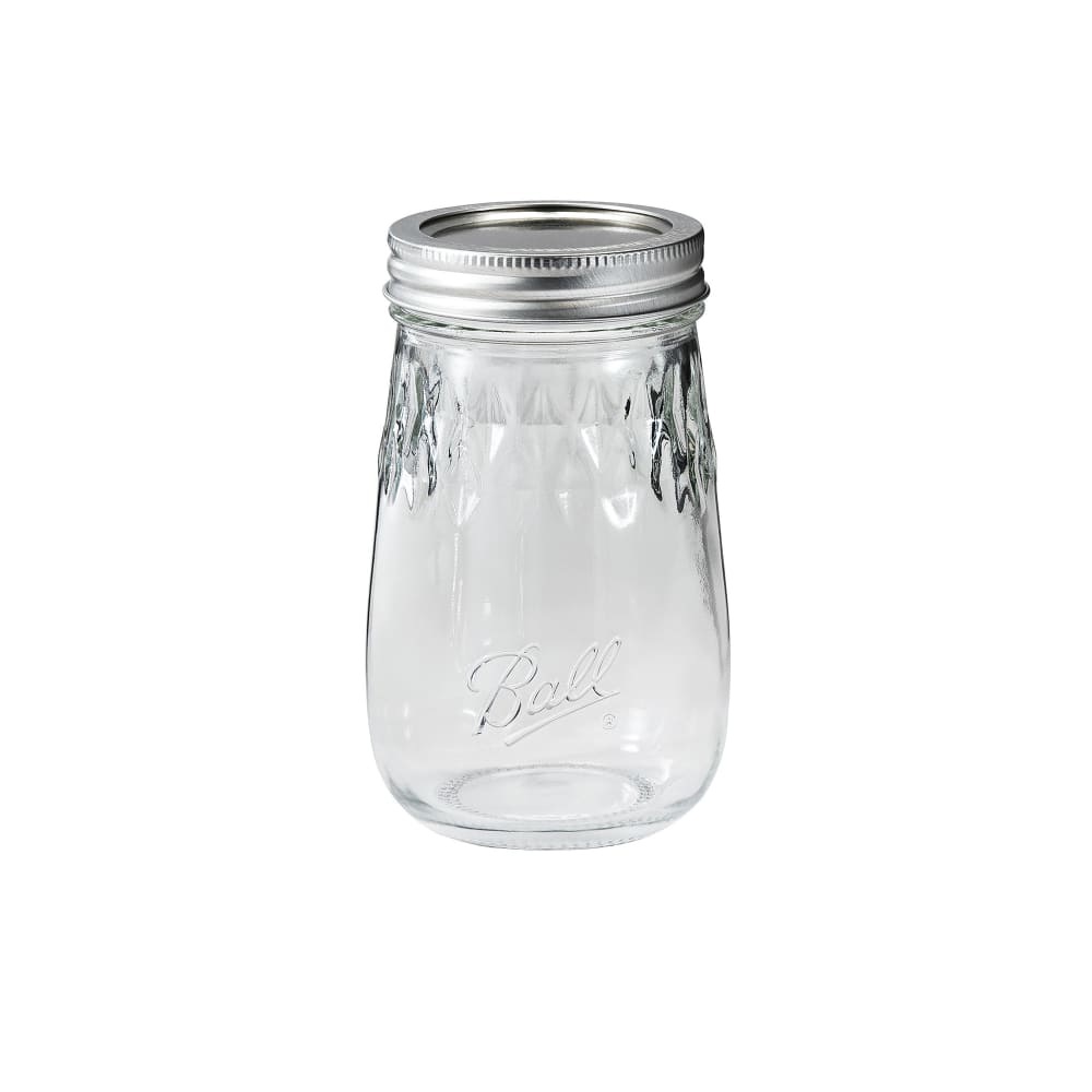 779-1440061199 16 oz Flute Mason Jar w/ Lid & Band - Regular Mouth