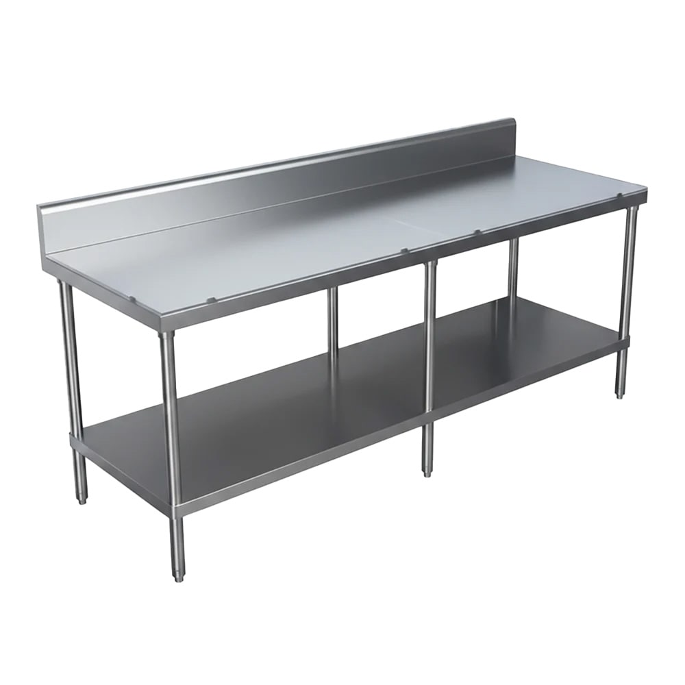 009-SPS3010 120" Poly Top Work Table w/  6" Backsplash & 5/8" Top, Stainless B...