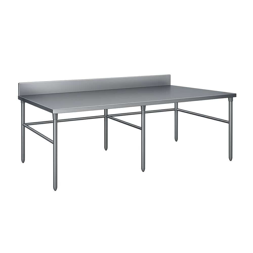 009-TSPS308 96" Poly Top Work Table w/  6" Backsplash & 5/8" Top, Stainless Ba...