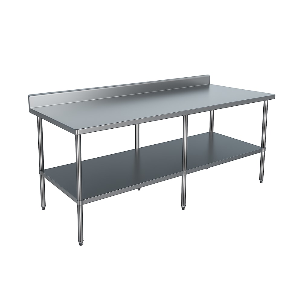 009-SPS308 96" Poly Top Work Table w/  6" Backsplash & 5/8" Top, Stainless Bas...