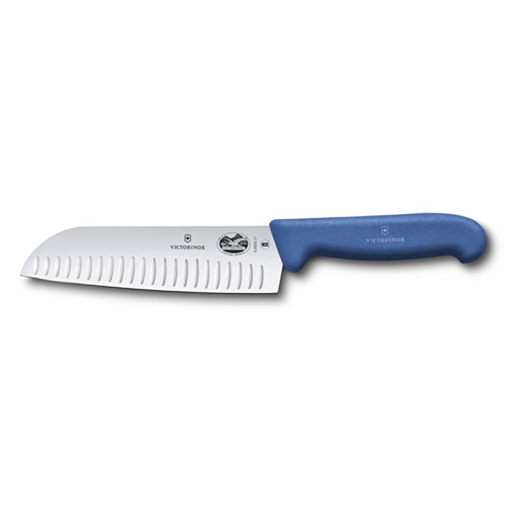 037-5252217 7" Granton Santoku Knife w/ Blue Fibrox® Pro Handle, Stainless Steel
