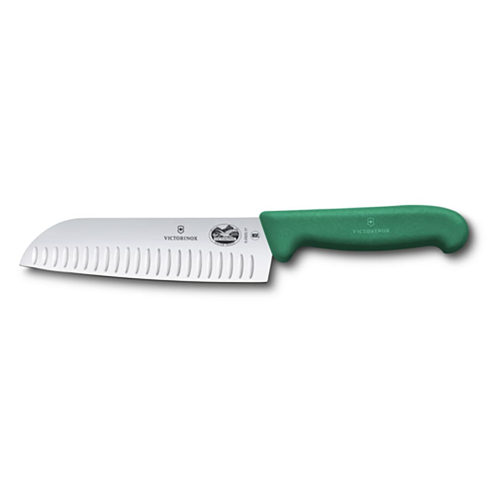 037-5252417 7" Granton Santoku Knife w/ Green Fibrox® Pro Handle, Stainless Steel
