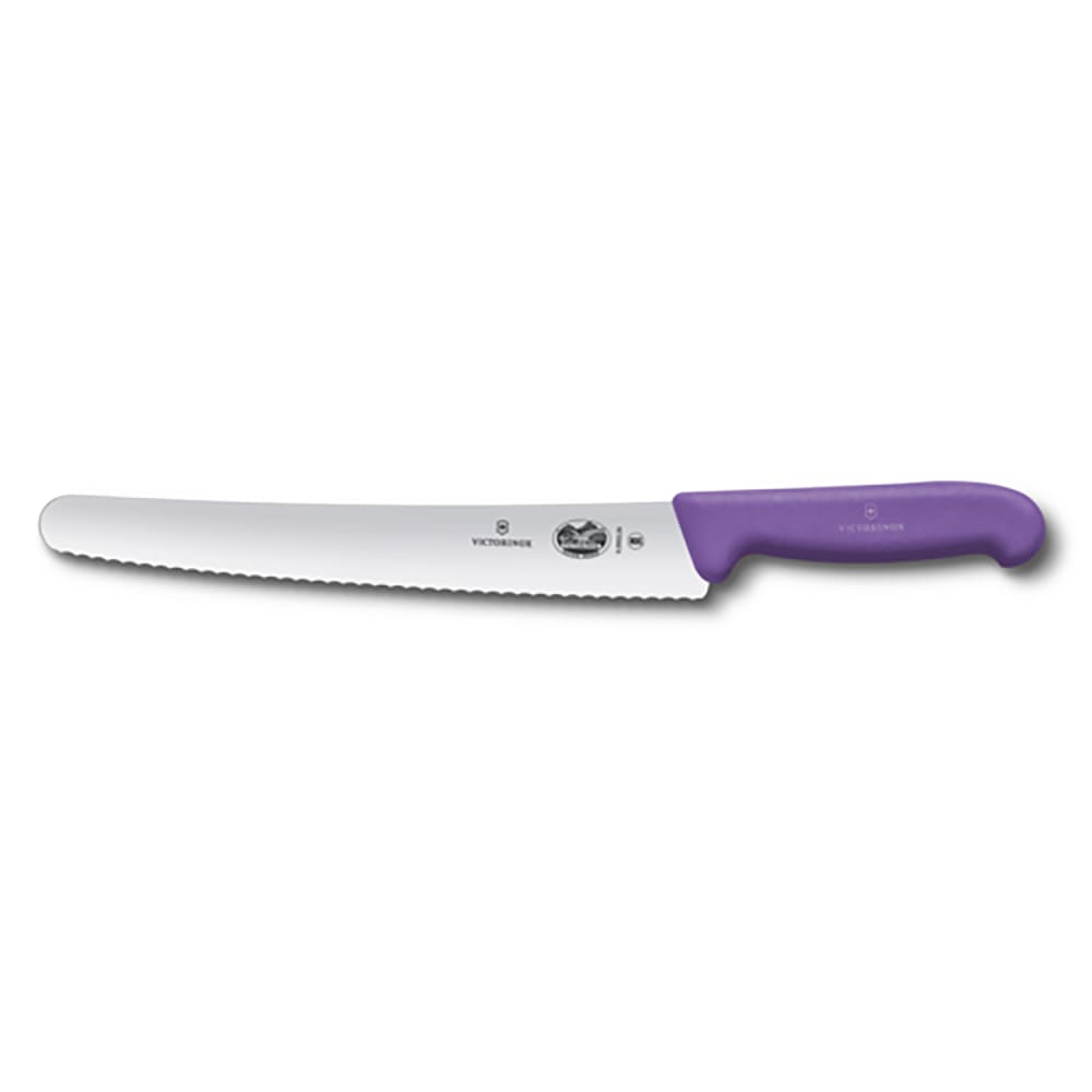 037-5293526 10 1/4" Serrated Bread Knife w/ Purple Fibrox® Pro Handle, Stainless Steel