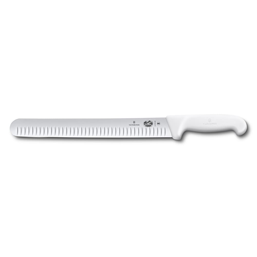 037-5472730 12" Granton Slicer Knife w/ White Fibrox® Pro Handle, Stainless Steel