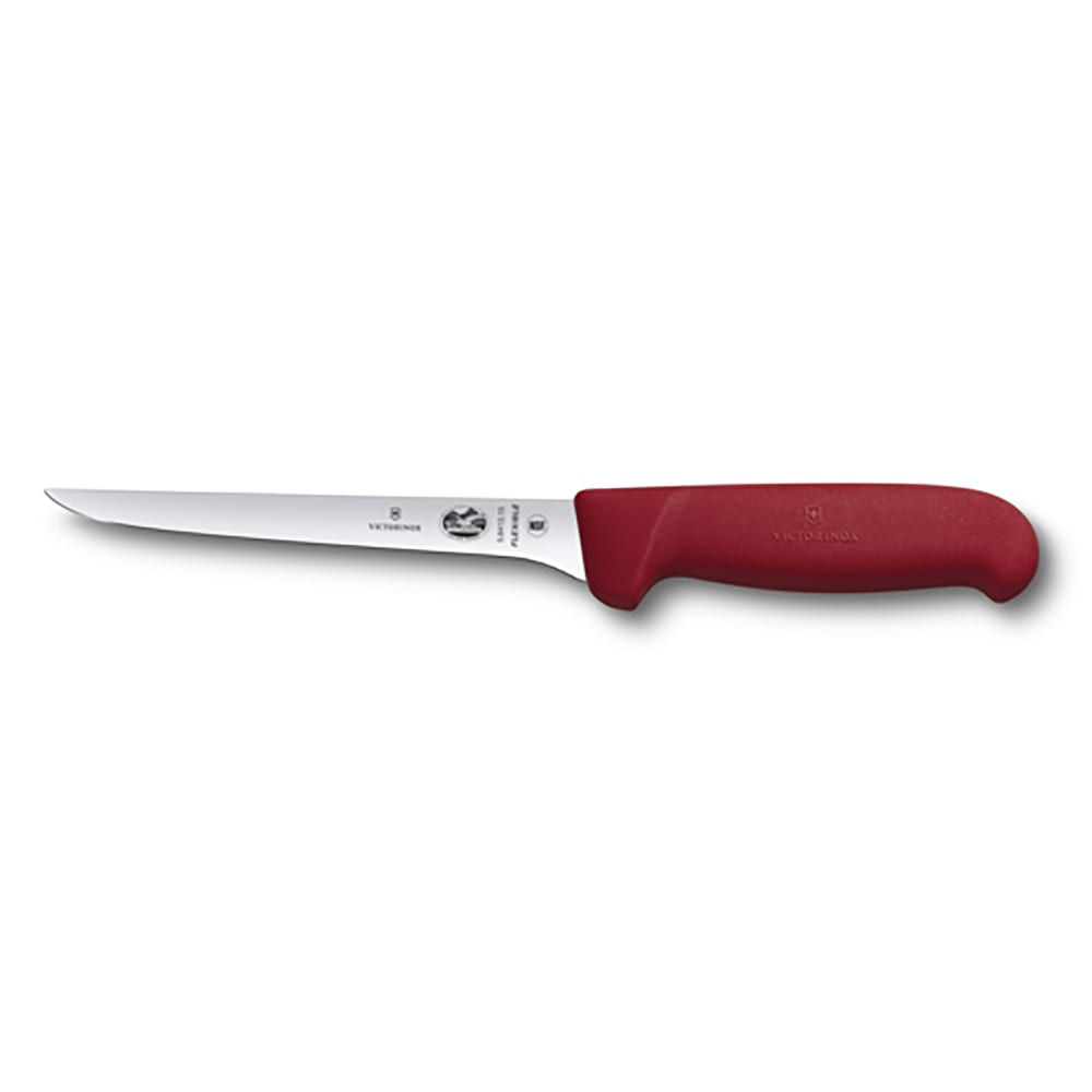 037-5641115 6" Flexible Straight Boning Knife w/ Red Fibrox® Pro Handle, Stainless Steel