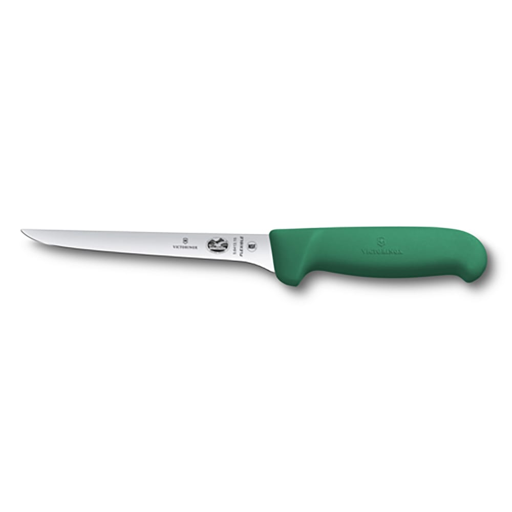 037-5641415 6" Flexible Straight Boning Knife w/ Green Fibrox® Pro Handle, Stainless Steel