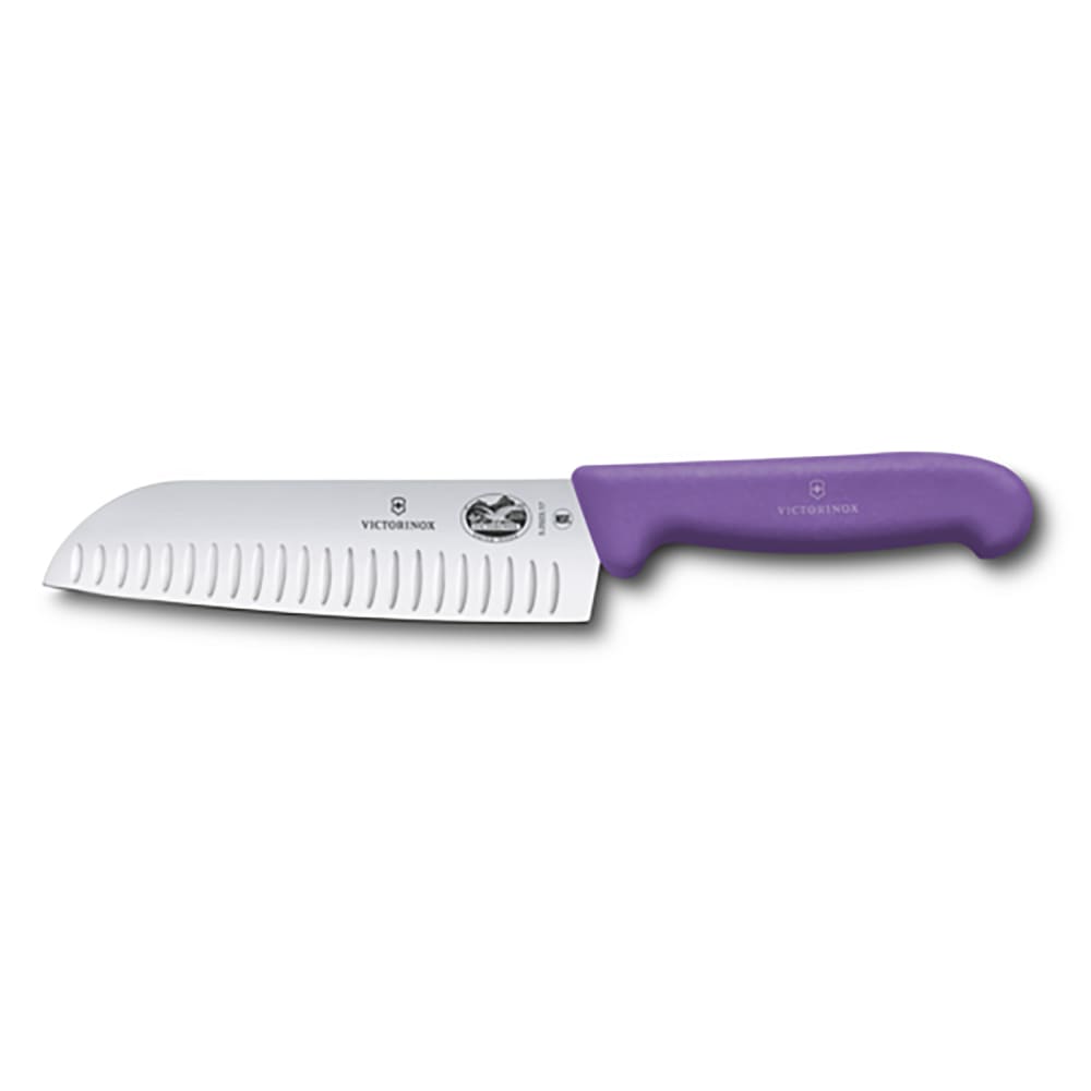 037-5252517 7" Granton Santoku Knife w/ Purple Fibrox® Pro Handle, Stainless Steel
