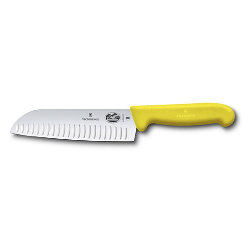 037-5252817 7" Granton Santoku Knife w/ Yellow Fibrox® Pro Handle, Stainless Steel
