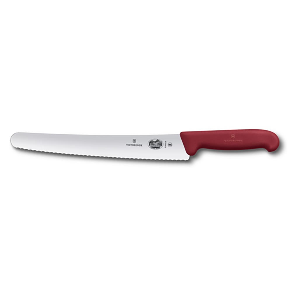 037-5293126 10 1/4" Serrated Bread Knife w/ Red Fibrox® Pro Handle, Stainless Steel