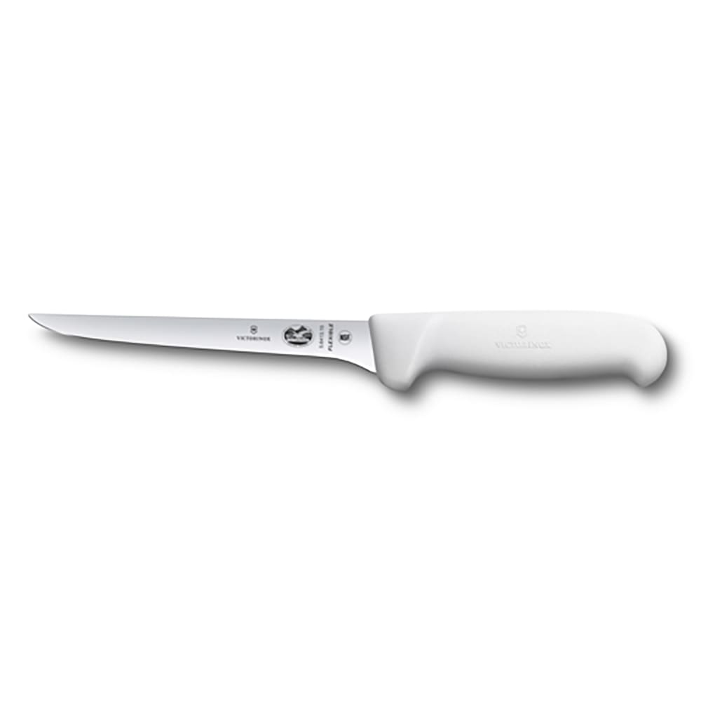 037-5641715 6" Flexible Straight Boning Knife w/ White Fibrox® Pro Handle, Stainless Steel