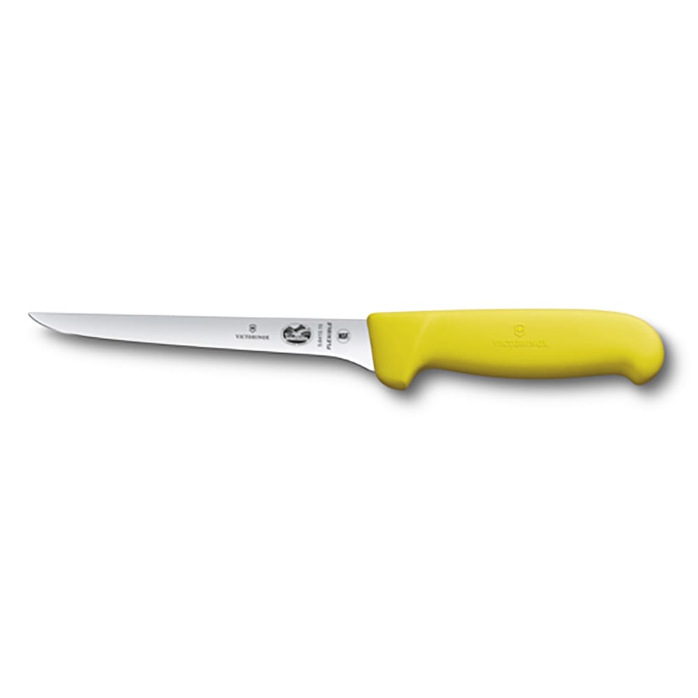 037-5641815 6" Flexible Straight Boning Knife w/ Yellow Fibrox® Pro Handle, Stainless Steel
