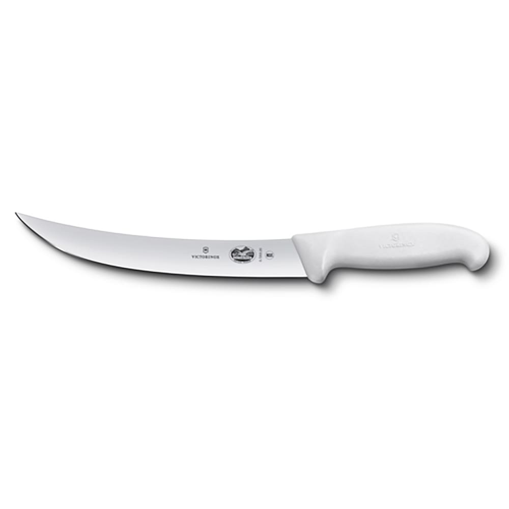037-5720720 8" Curved Breaking Knife w/ White Fibrox® Pro Handle, Stainless Steel