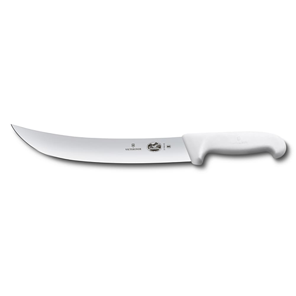 037-5730725 10" Curved Cimeter Knife w/ White Fibrox® Pro Handle, Stainless Steel