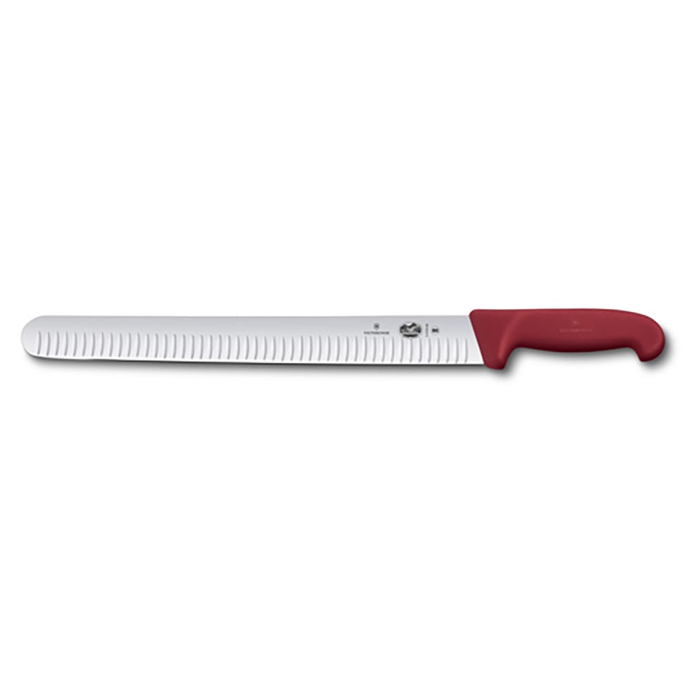 037-5472136 14" Granton Slicer Knife w/ Red Fibrox® Pro Handle, Stainless Steel