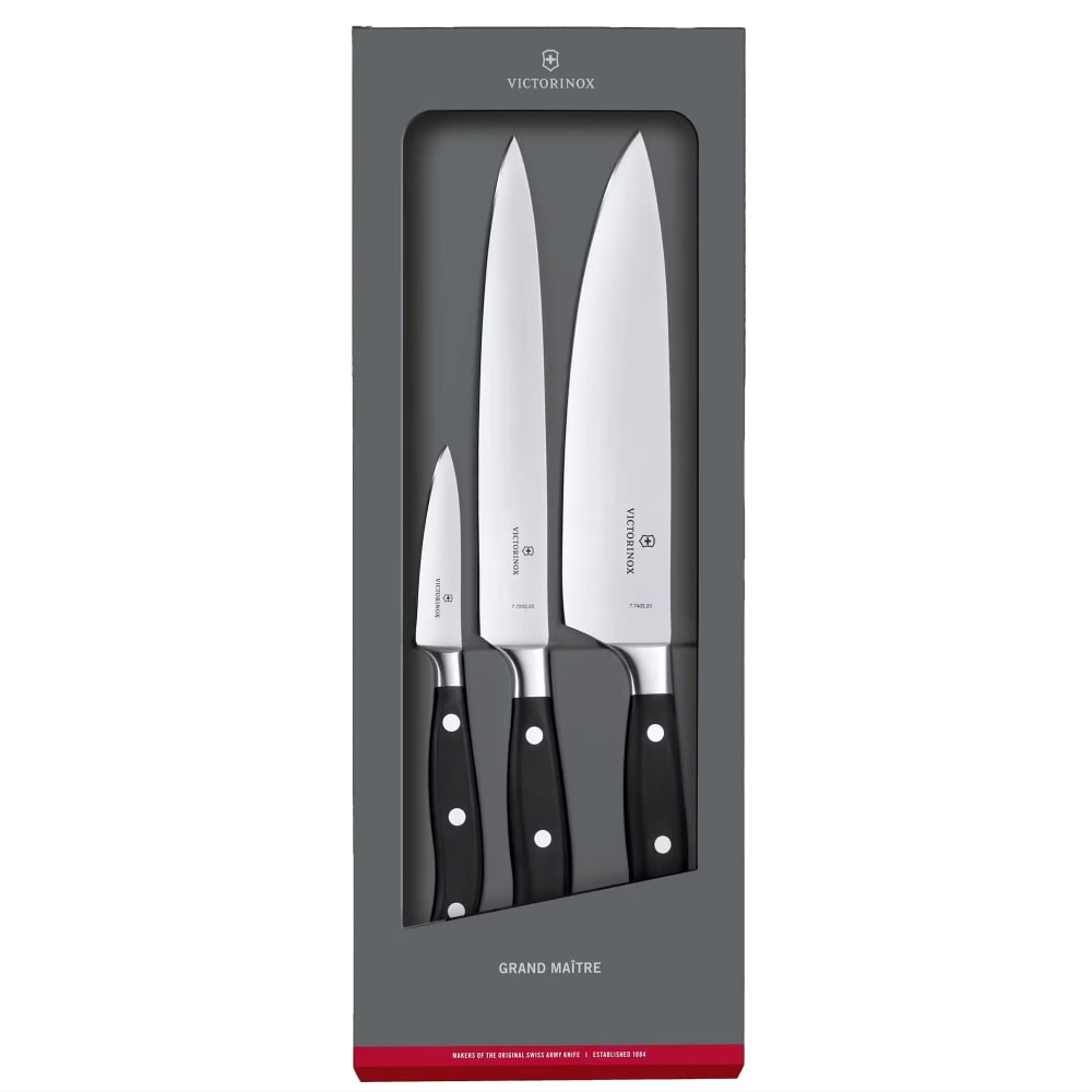 037-772433 Grand Maître 3 Piece Chef's Knife Set w/ Black POM Handle, Stainless Steel