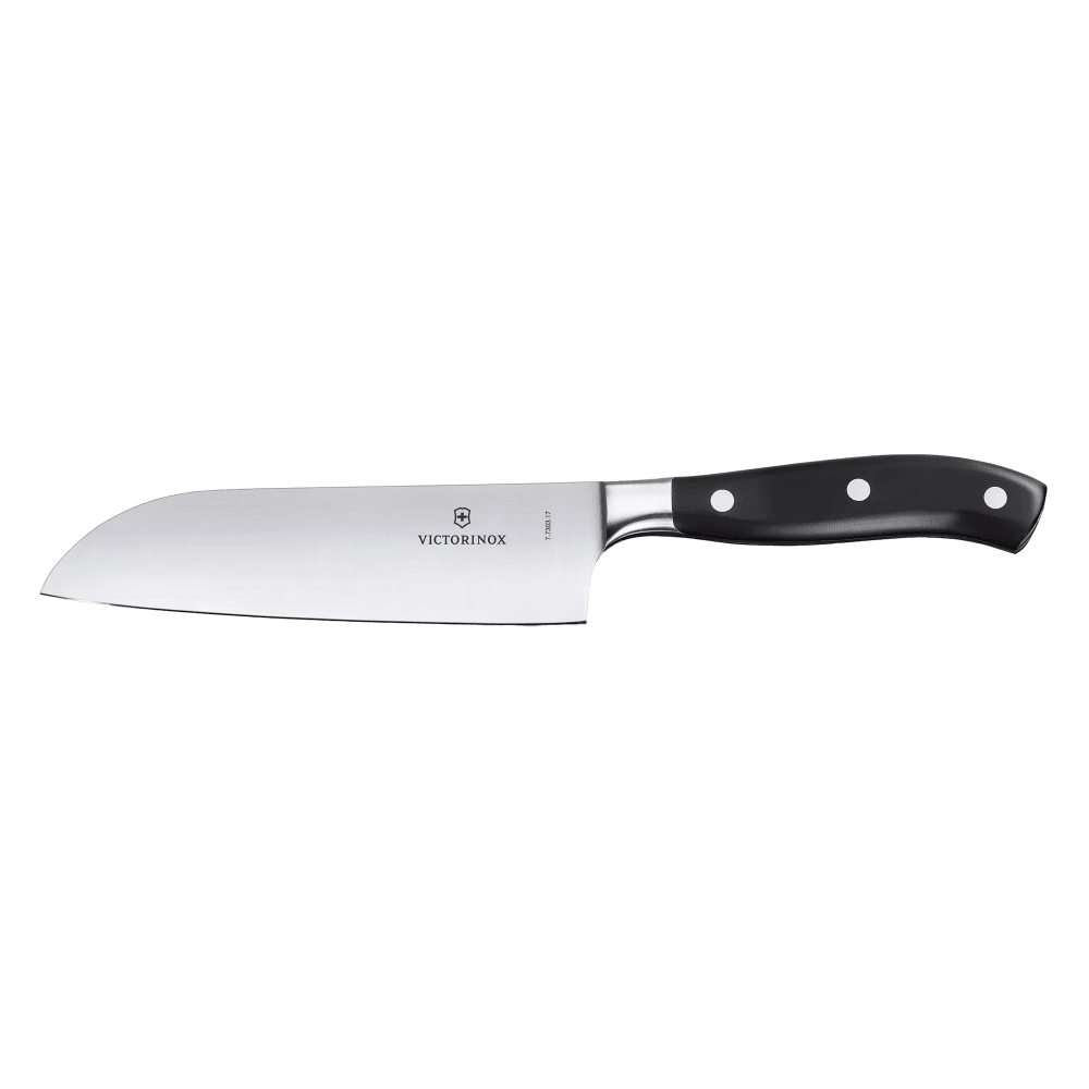 037-7730317G 7" Grand Maître Straight Santoku Knife w/ Black POM Handle, Stainless Steel