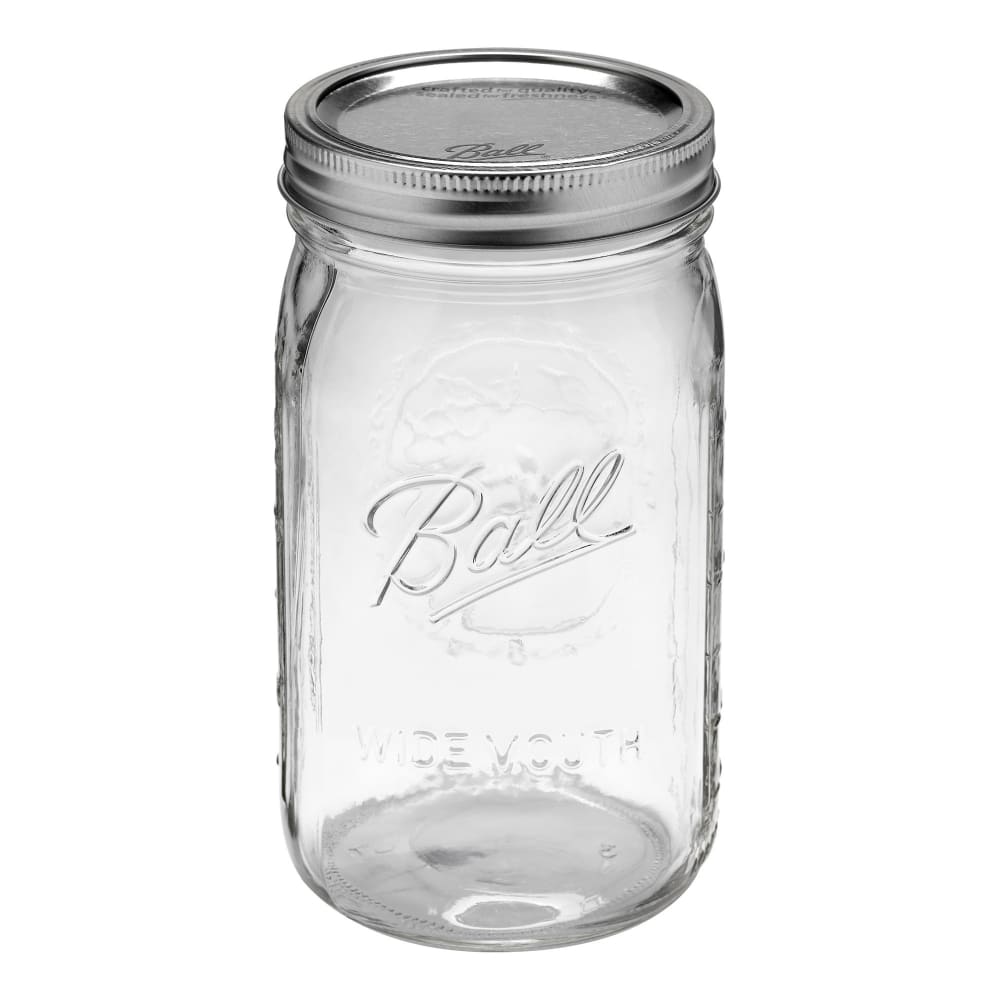 779-67000 32 oz Plain Mason Jar w/ SureTight™ Lid & Band - Wide Mouth