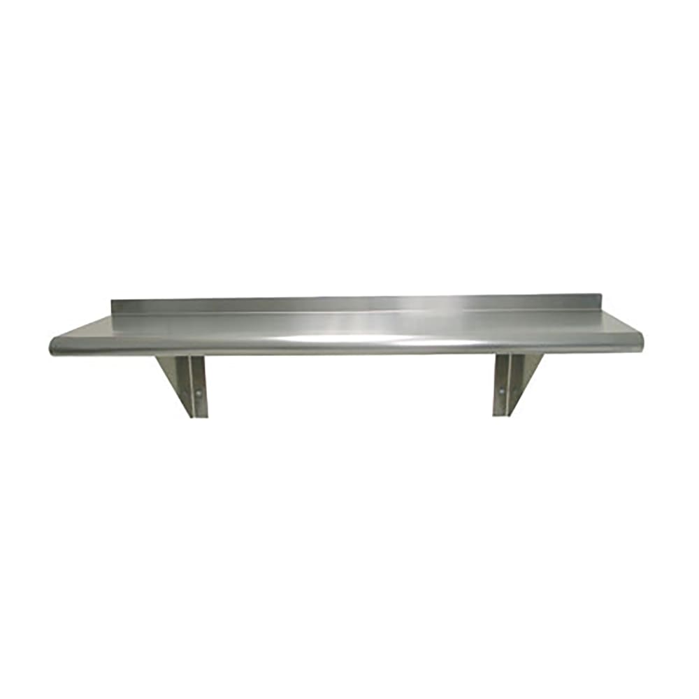 009-WS1584 Solid Wall Mounted Shelf, 84"W x 15"D, Stainless