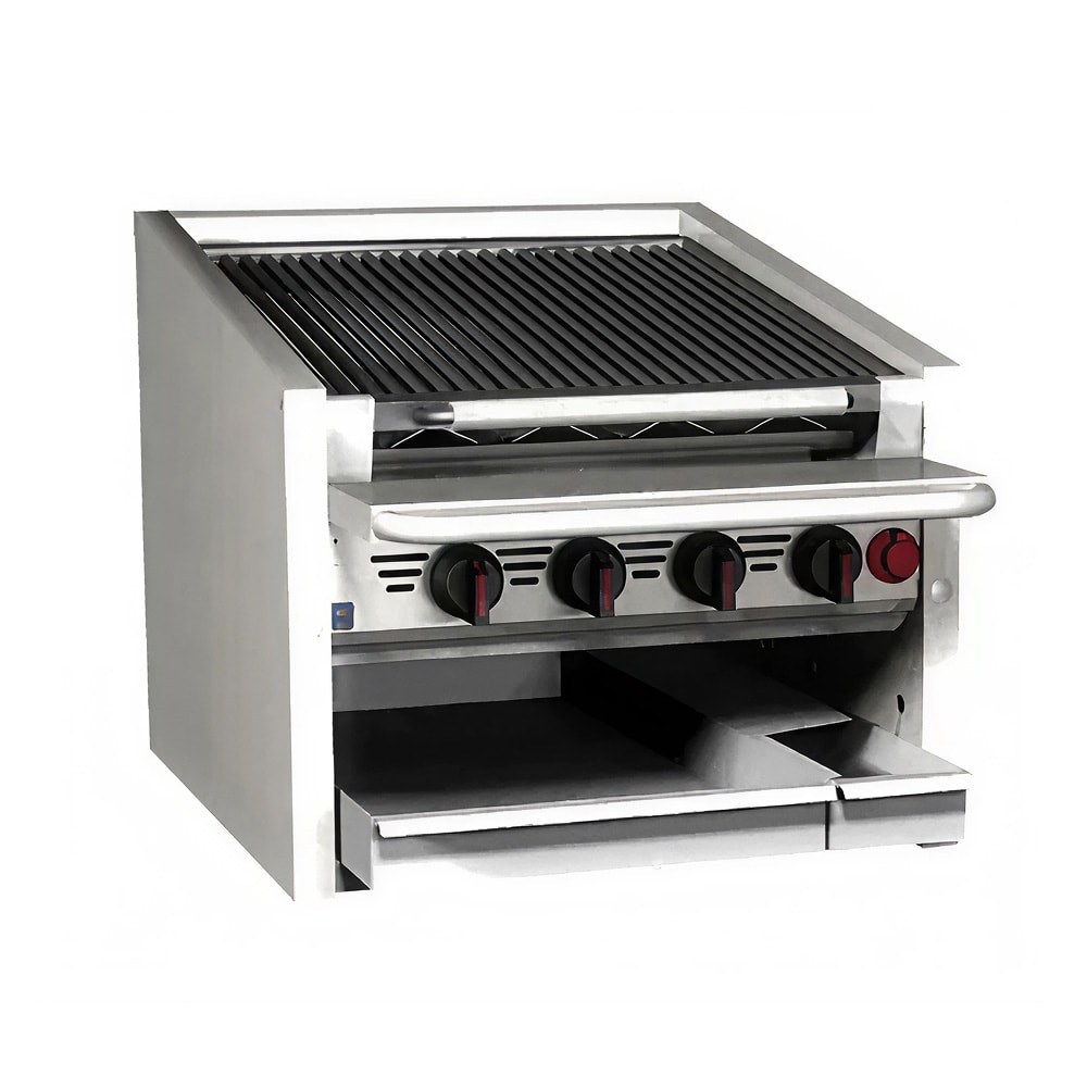 211-CMSMB624NG 24" Countertop Coal Charbroiler w/ Ceramic Briquettes & No Legs, Natural...