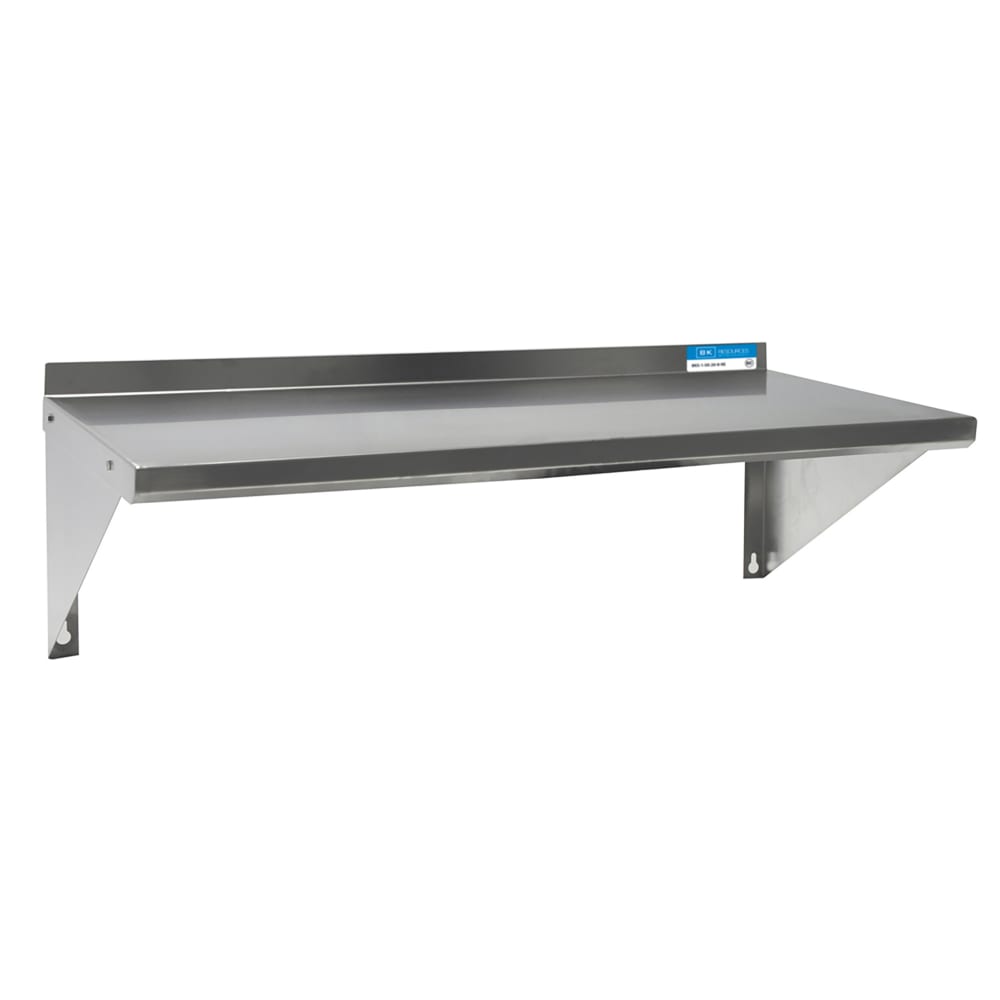 079-6921ESWKB Solid Wall Mounted Shelf, 96"W x 12"D, Stainless