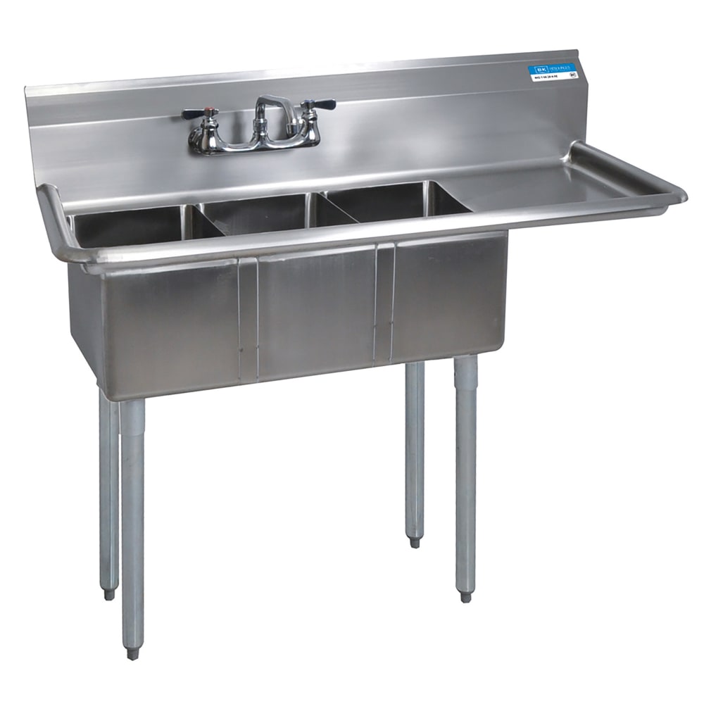 079-R510141013SKB 47 1/2" 3 Compartment Sink w/ 10"L x 14"W Bowls, 10" Deep