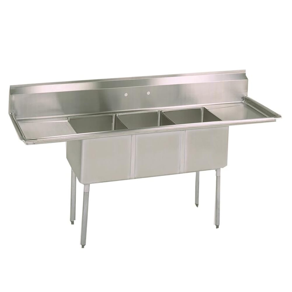079-T510141013SE 60" 3 Compartment Sink w/ 10"L x 14"W Bowls, 10" Deep
