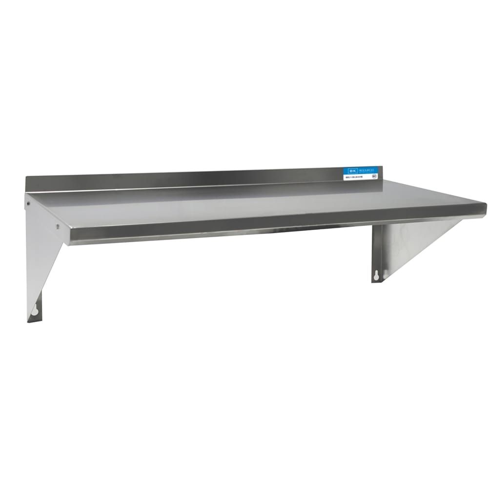 079-4861ESWKB Solid Wall Mounted Shelf, 84"W x 16"D, Stainless