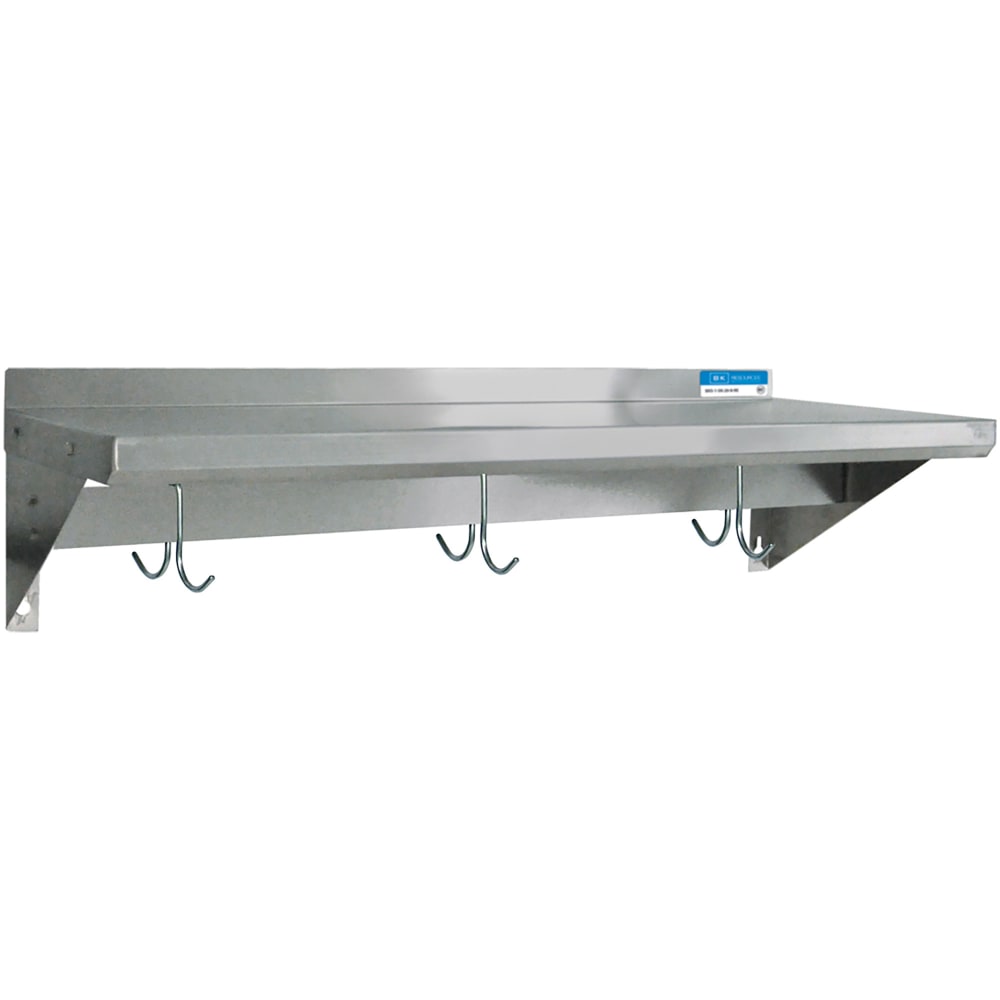 079-RP4861ESWKB Solid Wall Mounted Shelf, 84"W x 16"D, Stainless