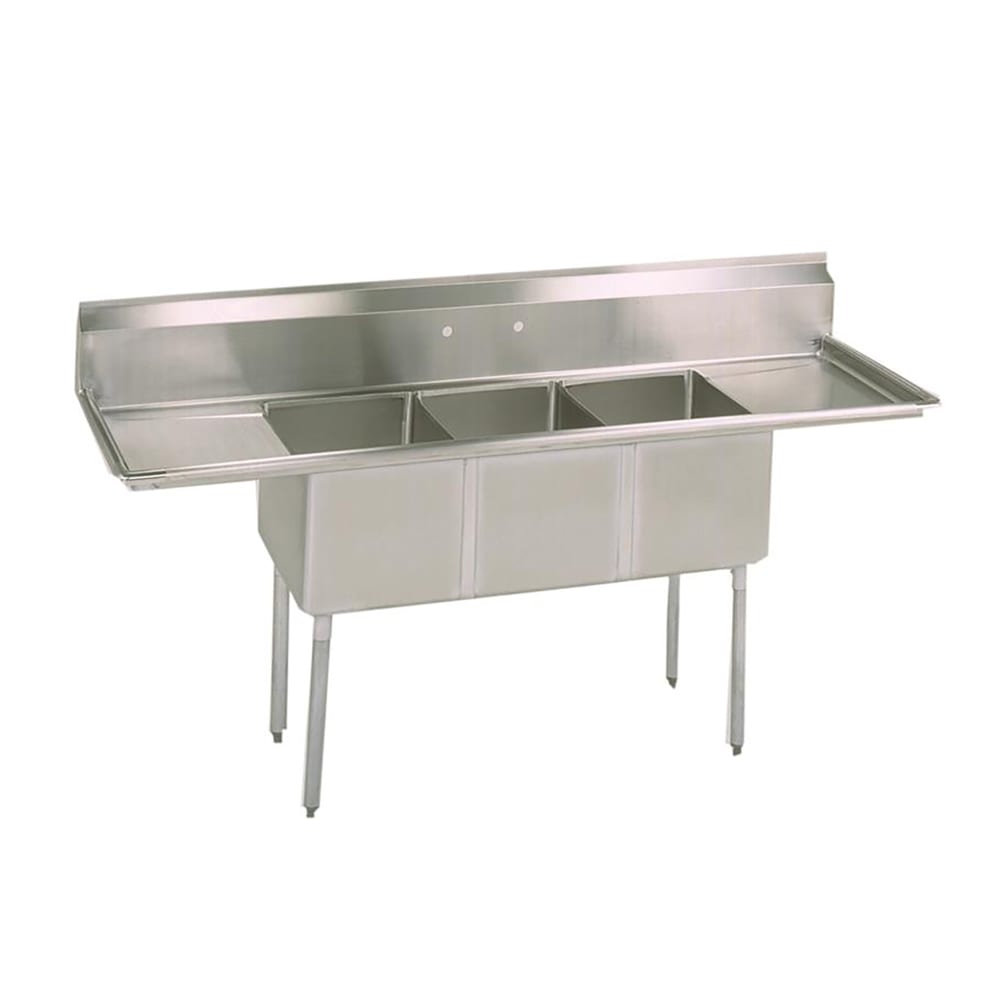 079-T210141013SE 54" 3 Compartment Sink w/ 10"L x 14"W Bowls, 10" Deep