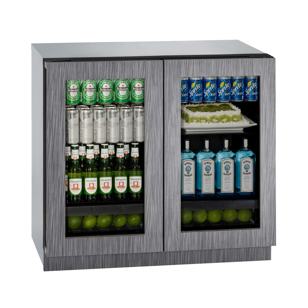 663-U3036RRGLINT00B 36"W Undercounter Refrigerator w/ (2) Sections & (2) Glass Doors - S...