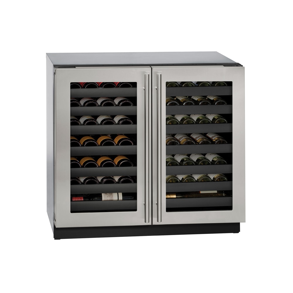 663-U3036WCWCS00B 36"W Undercounter Wine Refrigerator w/ 2 Sections & 2 Glass Doors - St...