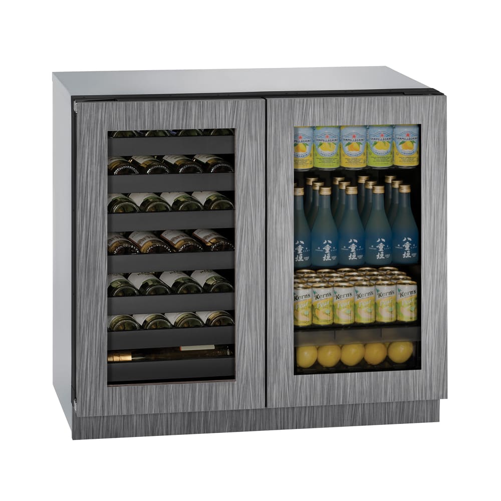 663-U3036BVWCINT00B 36"W Undercounter Wine Refrigerator w/ (2) Sections & (2) Glass Door...